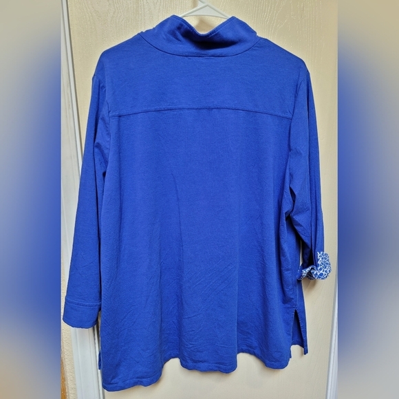 Susan Graver Blue Quarter-Zip Pullover - Picture 4 of 4